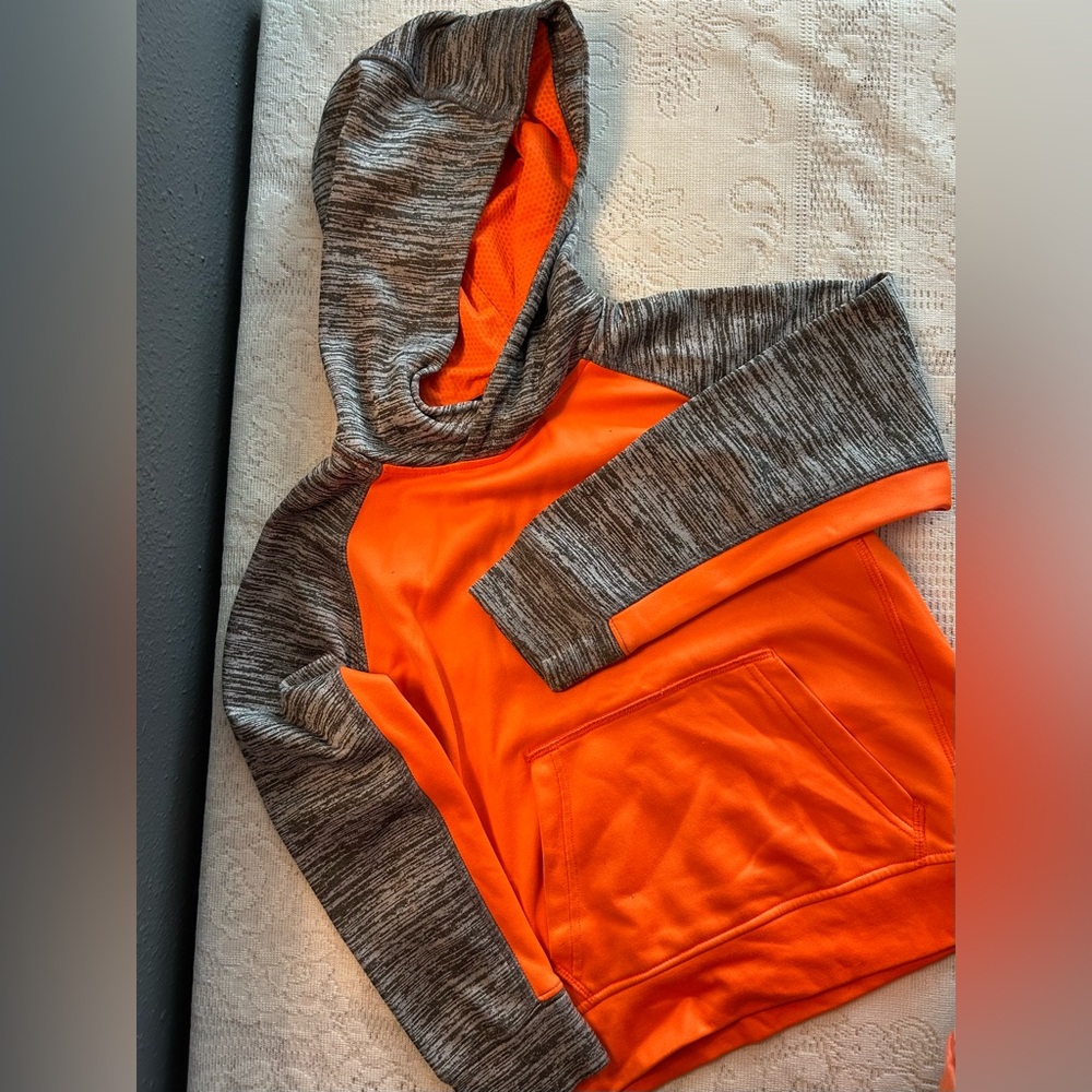 5 for $25 - Russell Athletic Vibrant Orange and Gray Hoodie